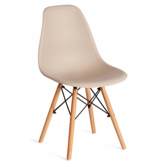 Стул CINDY (EAMES) (mod.1801) [дерево бук/металл/сиденье пластик, 51x45x82см,Beige (бежевый)